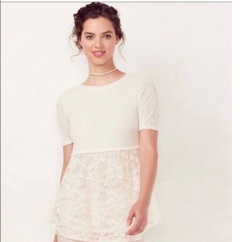 🦋 LC Lauren Conrad Lace Babydoll Top Sz M